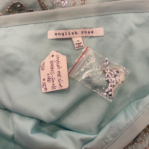 English Rose Mint Colored Beaded Mini Skirt - Picture 3 of 5